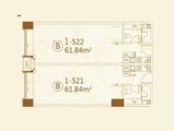 恒大翡翠华庭_1室1厅1卫 建面61平米