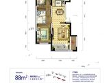 筑石佳岸_2室2厅1卫 建面88平米