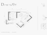 浐灞金融城桃花TAN_1室2厅1卫 建面85平米